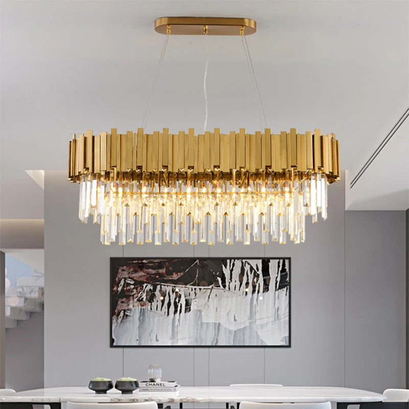 Grandeur Glow | Modern Luxury Crystal LED Chandelier – American Style Statement Lighting