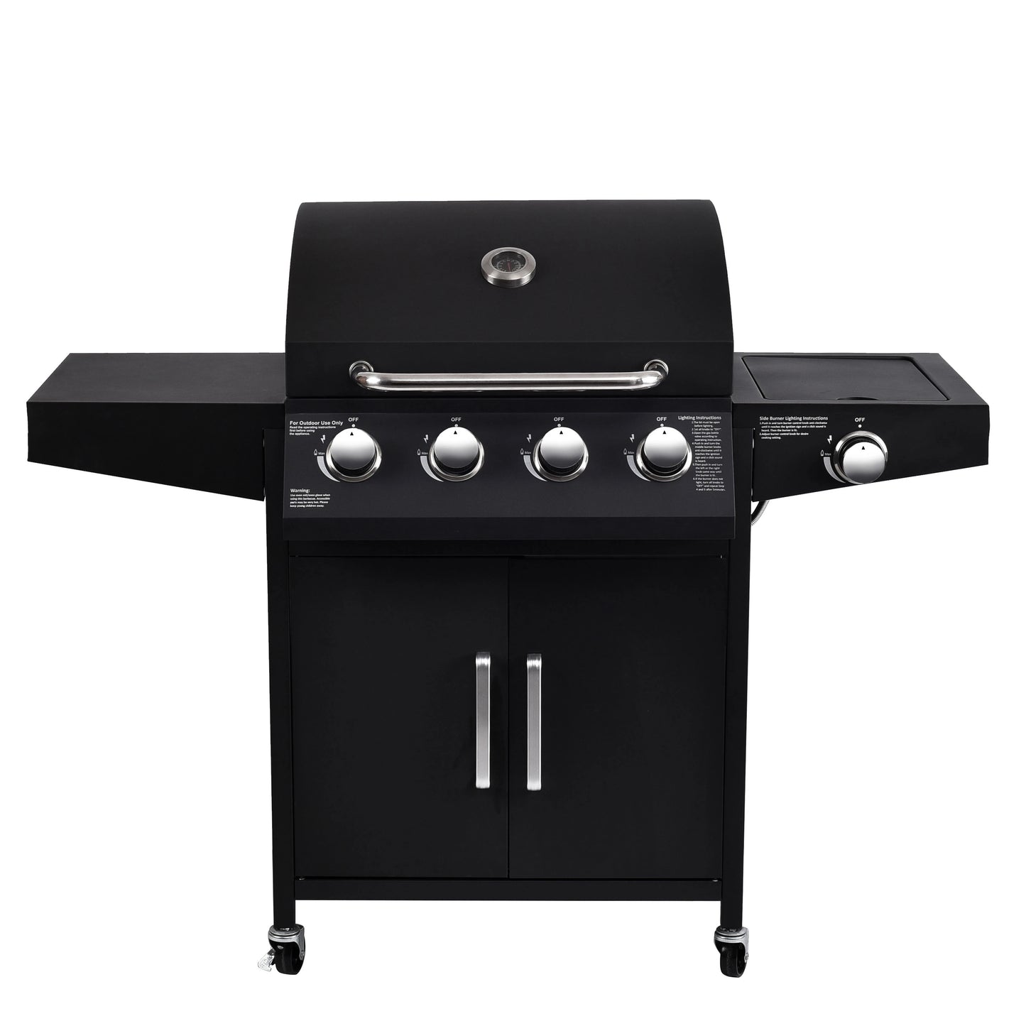 CE 2 in 1 Charcoal and Gas Combo Barbecue BBQ Gas Grills Large Capacity Cooking Area with Thermometer
