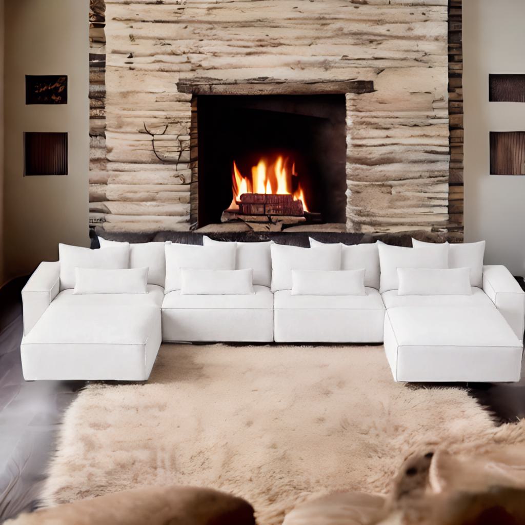 Cloud Luxe | Minimalist U-Shaped Deep Seat Modular Sofa – Modern Fabric Chaise Lounge