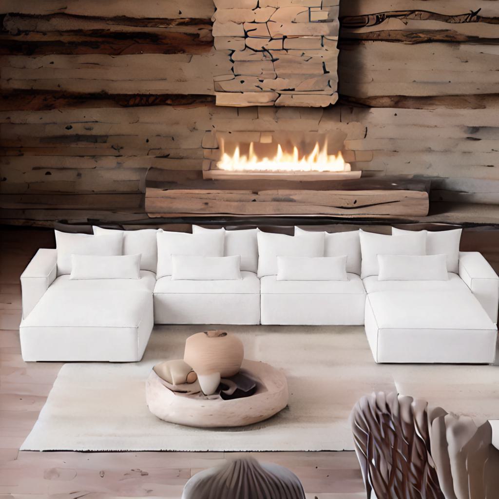 Cloud Luxe | Minimalist U-Shaped Deep Seat Modular Sofa – Modern Fabric Chaise Lounge