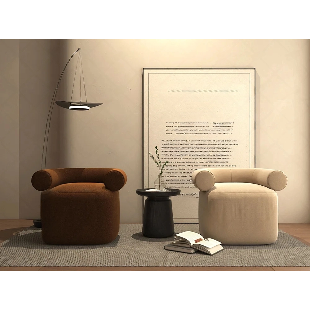 Elysian Comfort | Modern Upholstered Fabric Leisure Chair with Wooden Frame