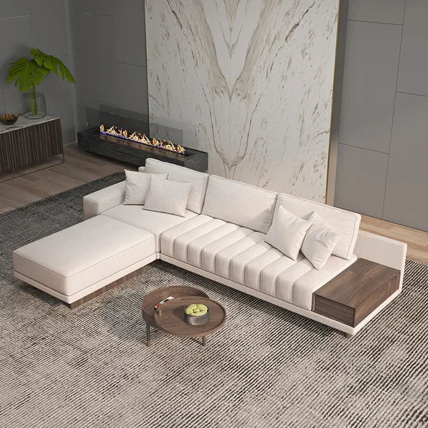 Regal Comfort | Royal Beige Sectional Sofa with Storage & Solid Wood Frame