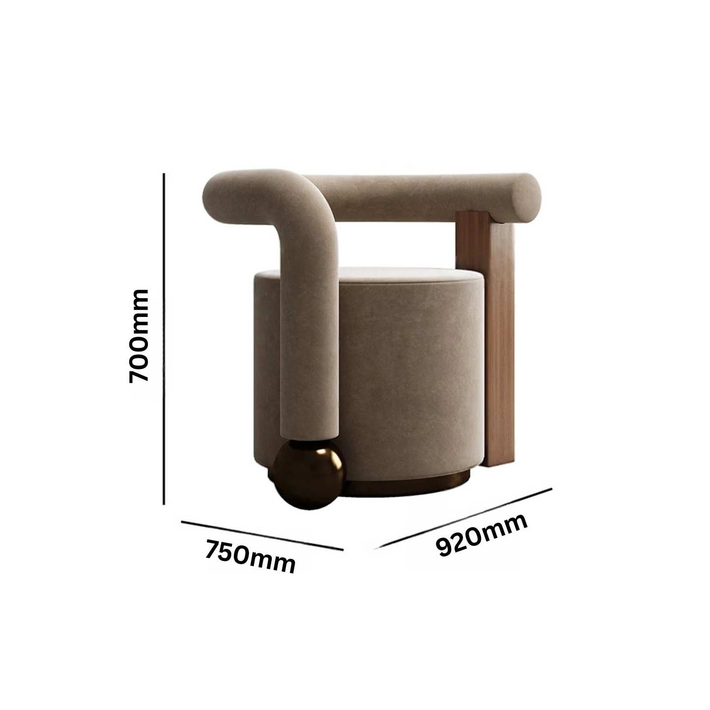 Velvet Luxe | Modern Leisure Chair with Low Arms & Wooden Frame
