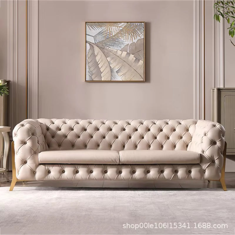 European Style Simple Design Bubble Sofa Set Living Room Button Sofa Velvet Sectional Sofa