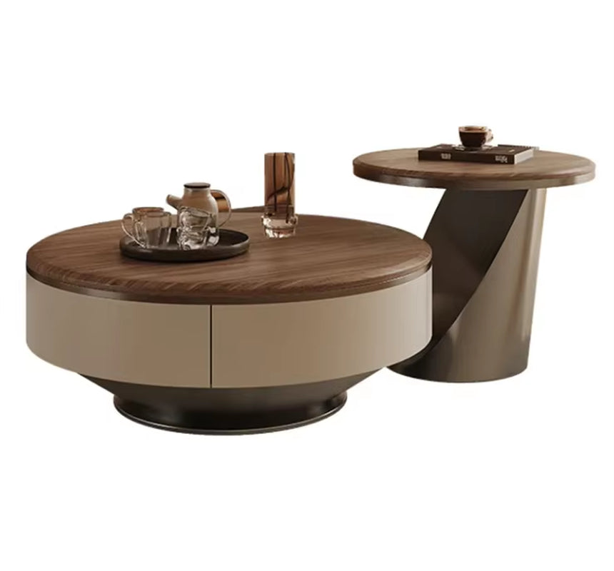 Classic Solid Wood Coffee Table Set Living Room Furniture Vintage Luxury round Coffee Table Modern Simple Design Coffee Table