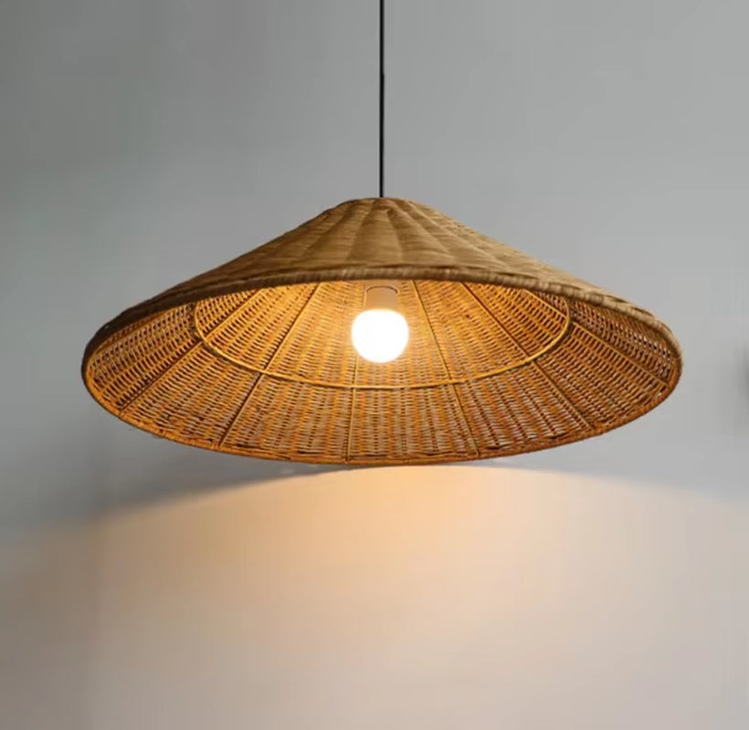 CHEAP PRICE HIGH QUALITY Wicker Cone Lamp Shade Hanging Rattan Pendant Light