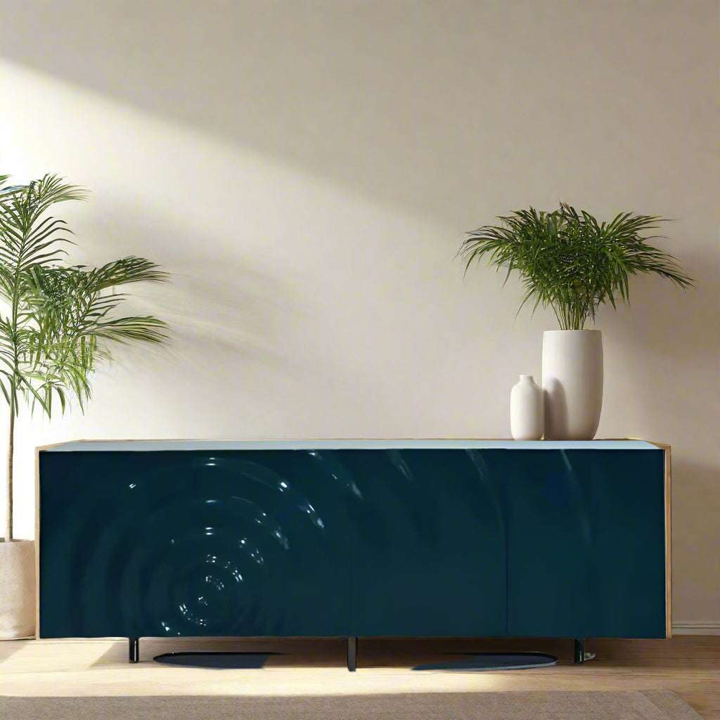 High Luxury Custom Luxury Villa Italian Designer Art Furniture Solid Wood Carved Water Ripple Sideboard