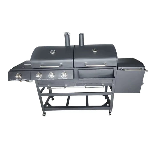 CE 2 in 1 Charcoal and Gas Combo Barbecue BBQ Gas Grills Large Capacity Cooking Area with Thermometer