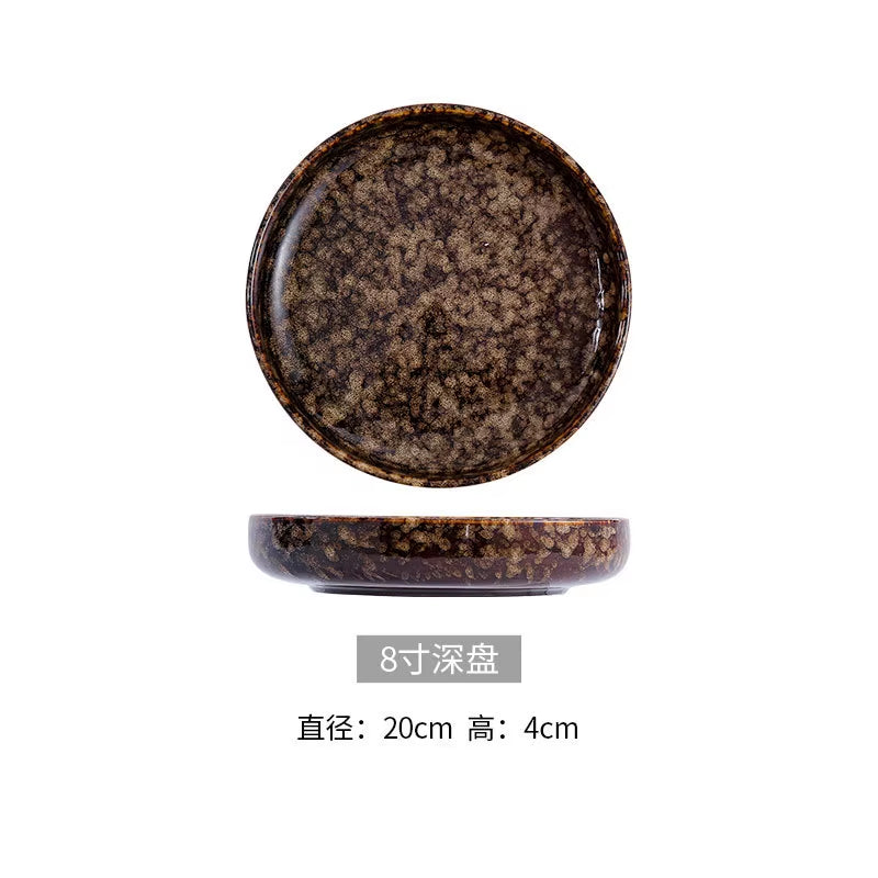 2023 Creative Japanese Style Ceramic Dishes & Plates Bowls Set Vintage Dish Steak Plate for Household Restaurant Porcelain