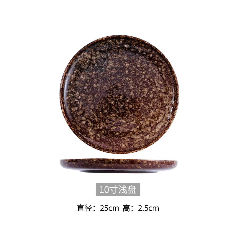 2023 Creative Japanese Style Ceramic Dishes & Plates Bowls Set Vintage Dish Steak Plate for Household Restaurant Porcelain