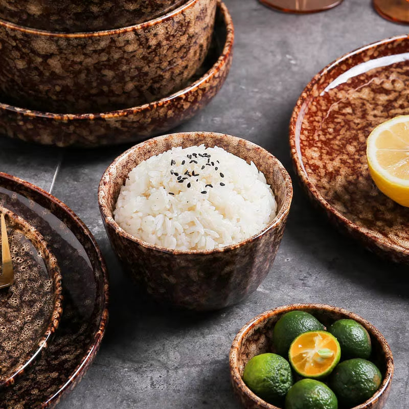 2023 Creative Japanese Style Ceramic Dishes & Plates Bowls Set Vintage Dish Steak Plate for Household Restaurant Porcelain
