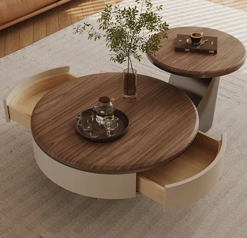Classic Solid Wood Coffee Table Set Living Room Furniture Vintage Luxury round Coffee Table Modern Simple Design Coffee Table