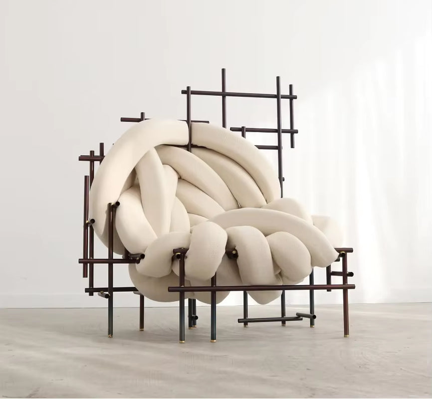 Contemporary Luxury Boa-Shaped Woven Sofa Chair for Living Room and Villa Decor