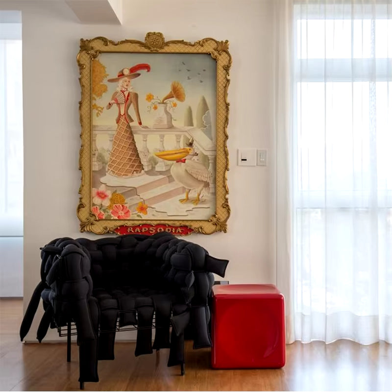 Contemporary High-End Fabric and Metal Sofa Chair for Comfortable Living Room Reception in Villas