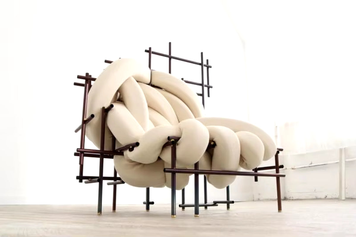 Contemporary Luxury Boa-Shaped Woven Sofa Chair for Living Room and Villa Decor