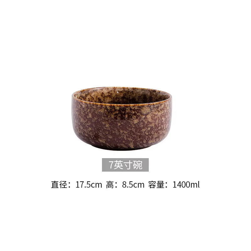2023 Creative Japanese Style Ceramic Dishes & Plates Bowls Set Vintage Dish Steak Plate for Household Restaurant Porcelain