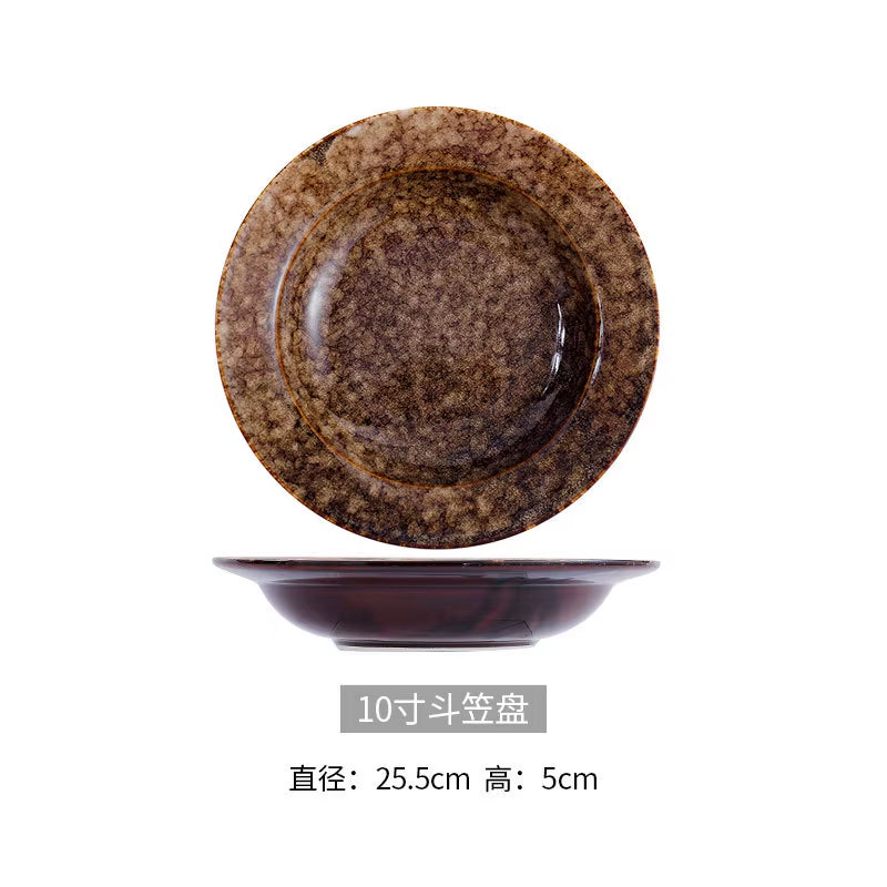 2023 Creative Japanese Style Ceramic Dishes & Plates Bowls Set Vintage Dish Steak Plate for Household Restaurant Porcelain