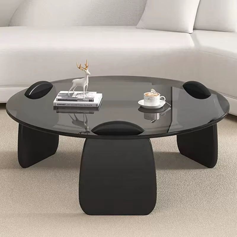 Cheap round Coffee Table Set of 2 Glass Top Wood Modern Small Black Nordic round Coffee Table