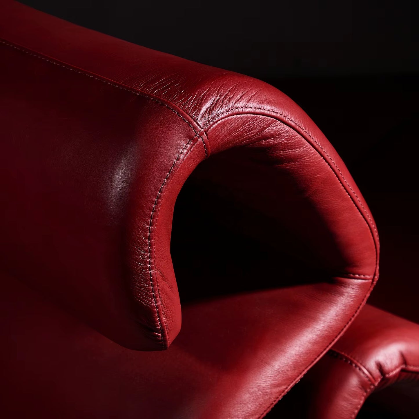 Red Full Genuine Leather Sofa Chair Modern Design Chaise Lounge Single Leisure Chair