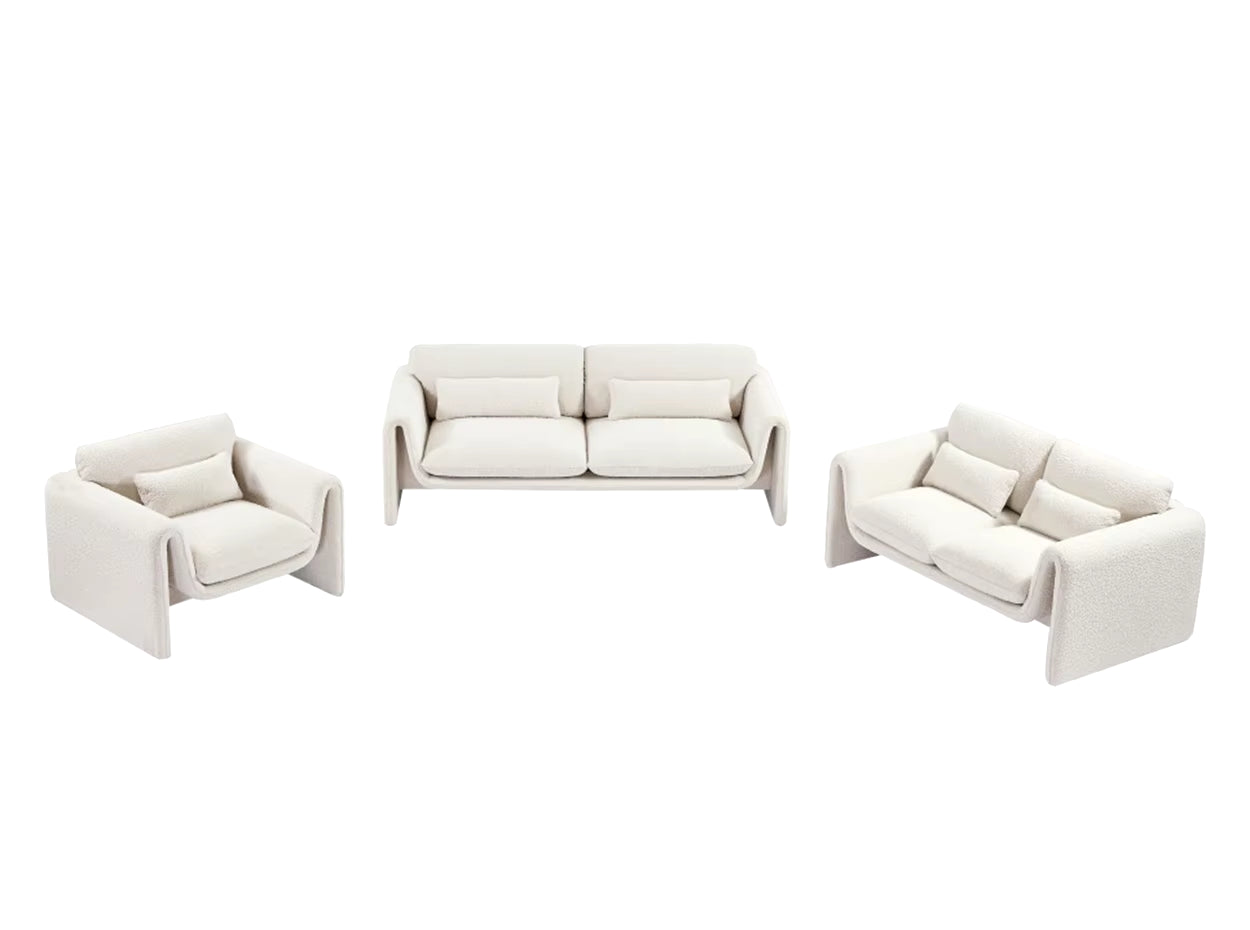 Contemporary Nordic Fabric Two-Seater Sofa in Cream with Wind Design for Small Spaces and Creative Environments