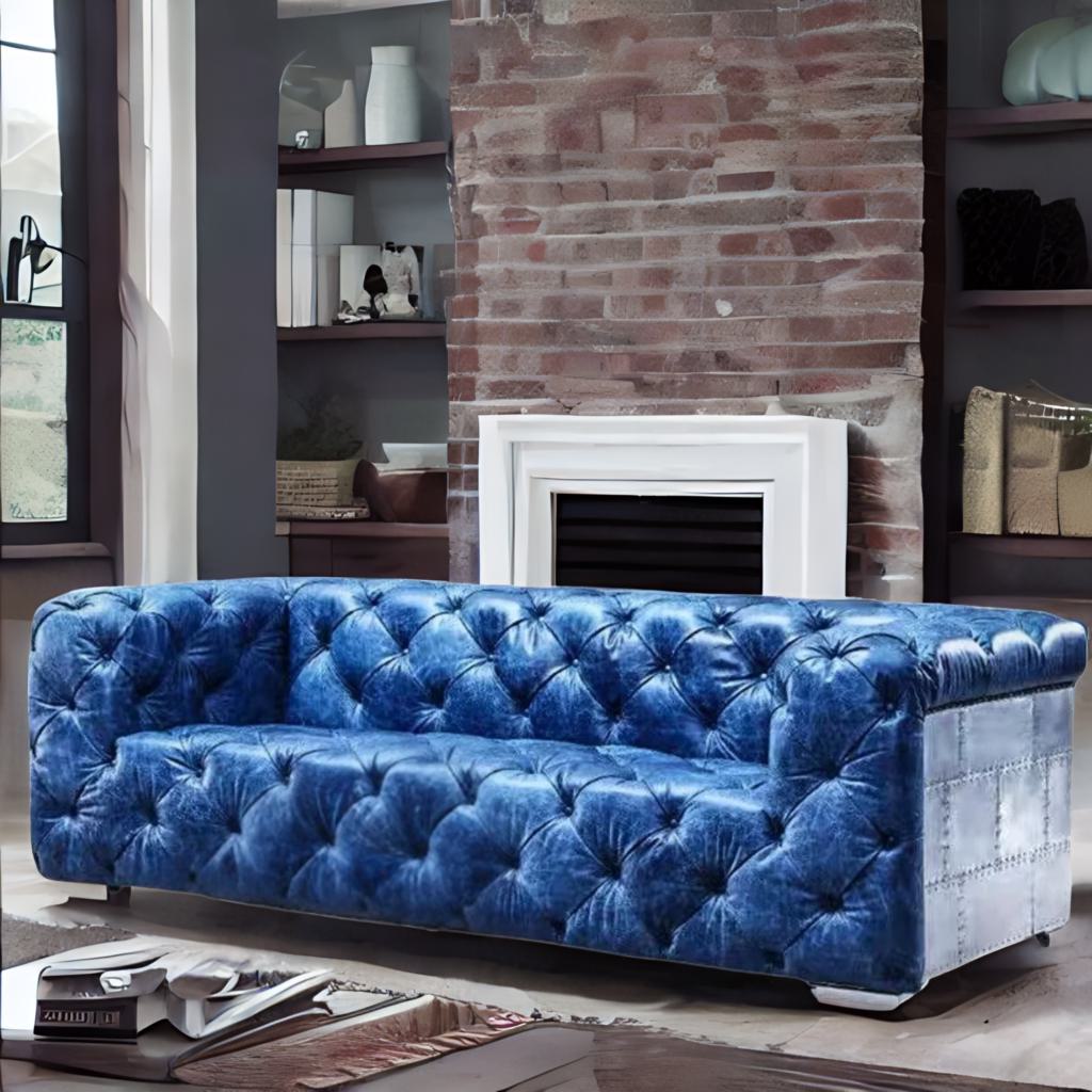 Heritage Luxe | Retro Chesterfield 3-Seater Sofa in Top Grain Leather with Aviation Elegance