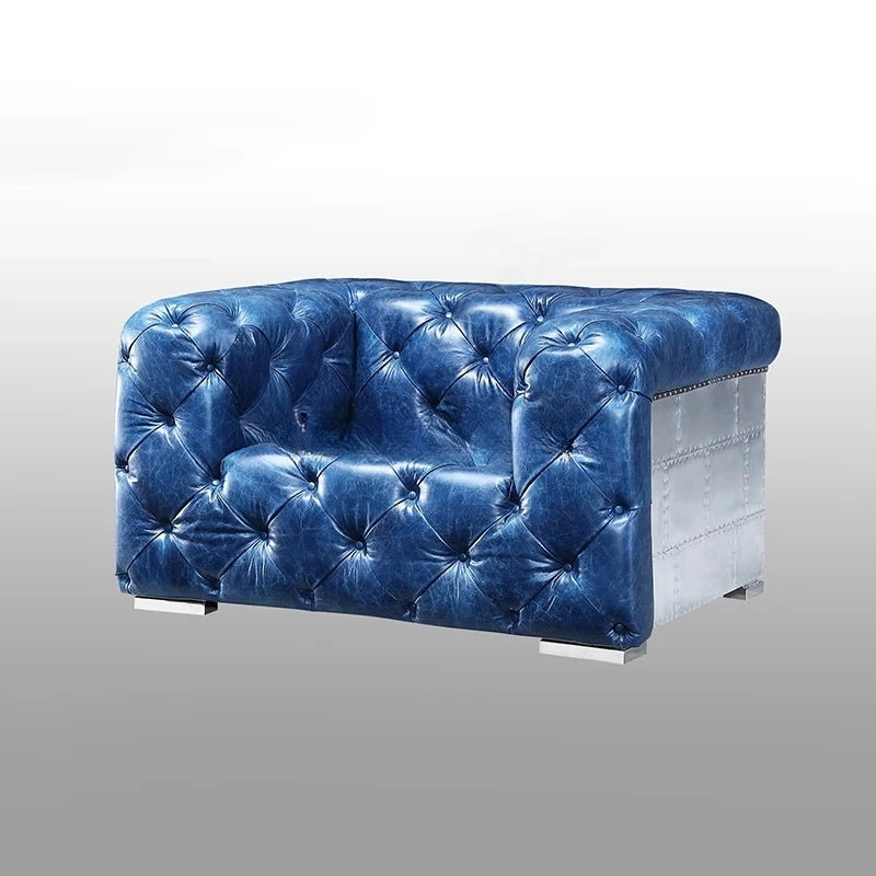 Heritage Luxe | Retro Chesterfield 3-Seater Sofa in Top Grain Leather with Aviation Elegance