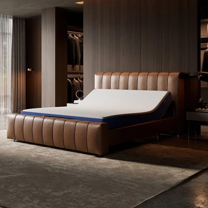 SmartLuxe™ Electric Leather Bed | Modern Multi-Functional Adjustable Double Bed