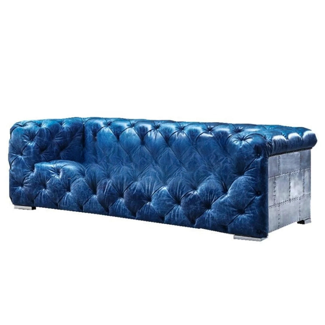 Heritage Luxe | Retro Chesterfield 3-Seater Sofa in Top Grain Leather with Aviation Elegance