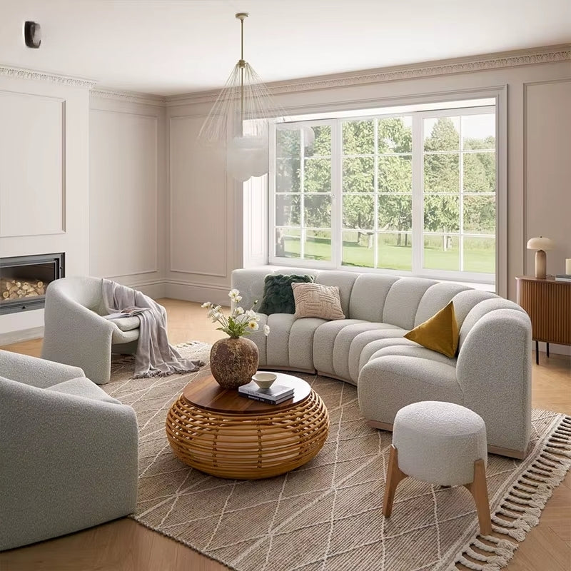Elysian Curve | High-End Modular Leather Sectional Sofa – Luxury Villa Living