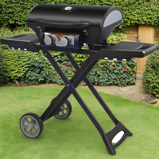 BBQ Gas Grill Folding Cart for Easy Transport Portable Propane Grill with Versatile Side Shelf for Outdoor Patio