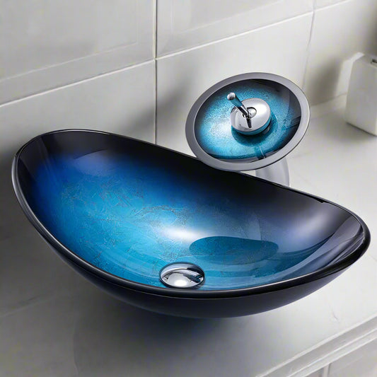 China Factory Counter Top Boat Shape Blue Easy Bathroom Sinks Sets Outdoor Handwashing Lavabo Wash Basin