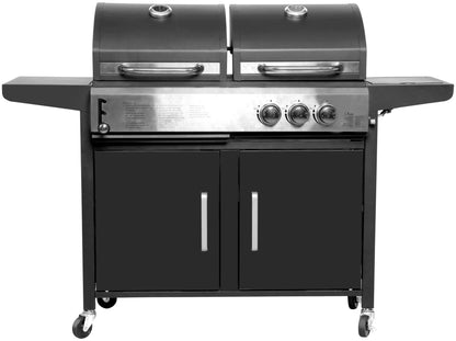 CE 2 in 1 Charcoal and Gas Combo Barbecue BBQ Gas Grills Large Capacity Cooking Area with Thermometer