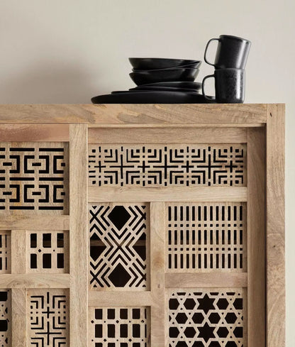 Canning Sliding Door Storage Cabinet Made from Mango Wood for Homes Offices and Hotels and for Dinning and Kitchen Storage OEM