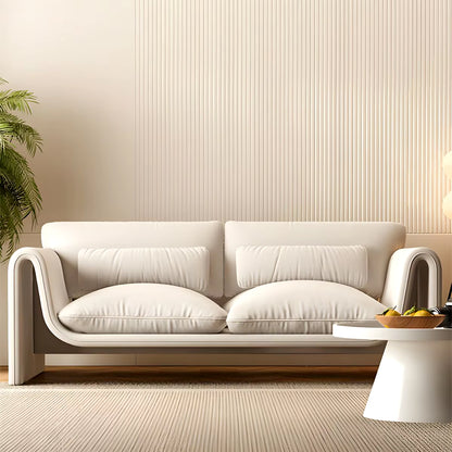 Contemporary Nordic Fabric Two-Seater Sofa in Cream with Wind Design for Small Spaces and Creative Environments