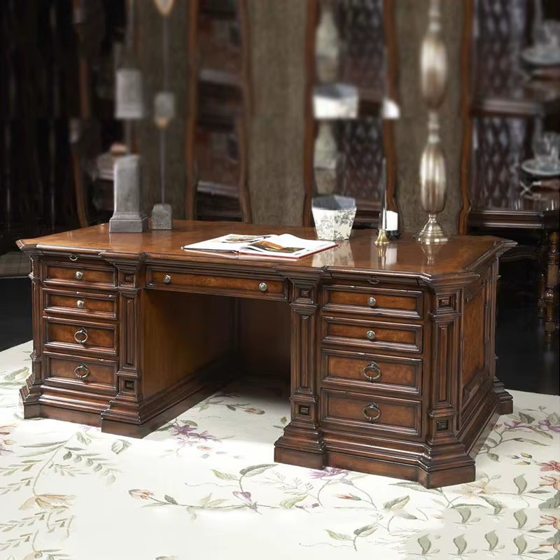 American Luxury Solid Wood Office Furniture Desk Computer Desk Hotel Villa Can Be Customized Size Factory Direct Sales