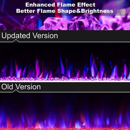 68 Inch LED 3D 5 Flame Brightness Ceramic Space Infrared Wall Recessed Electric Fireplace Heater