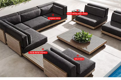 Nordic Haven | Luxury Teak Poolside Daybed & Patio Lounge Set – Contemporary Outdoor Sofa Furniture