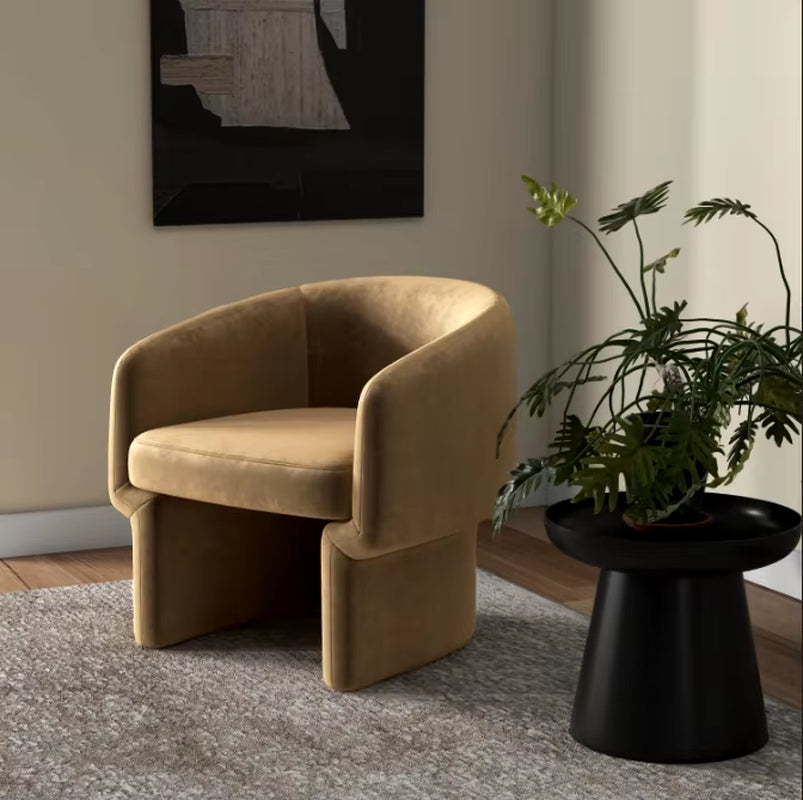 Contemporary Nordic Fabric Single Sofa Chair for Living Room, Bedroom, Hotel, and Club Reception Spaces
