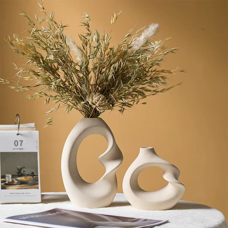 Dropshipping Shopify Nordic Modern Boho Ins Style Decorative Ceramic Aesthetic Flower Vase for Home Decor
