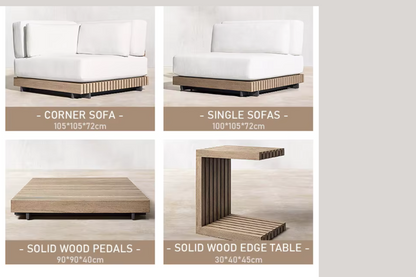 Nordic Haven | Luxury Teak Poolside Daybed & Patio Lounge Set – Contemporary Outdoor Sofa Furniture