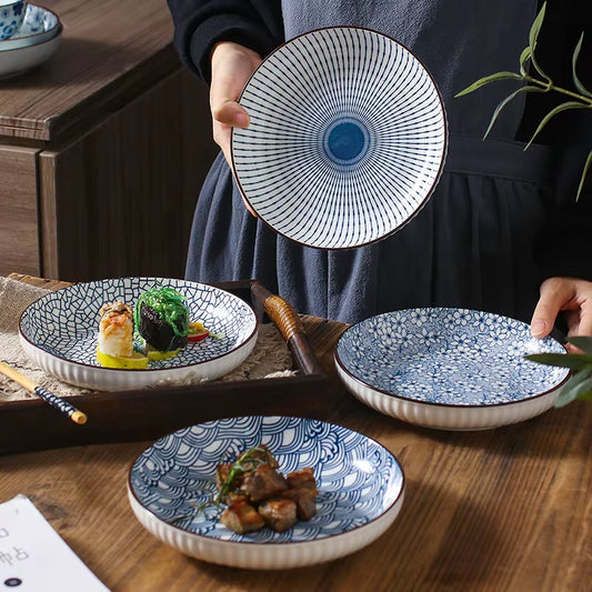 2023 China Factories 7 Inch 8 Inch Porcelain Plate 4 Designs Tableware Dinnerware Set Patterns Charger Plates Party Plates