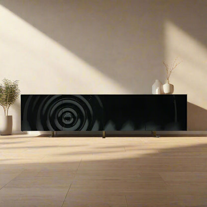 High Luxury Custom Luxury Villa Italian Designer Art Furniture Solid Wood Carved Water Ripple Sideboard