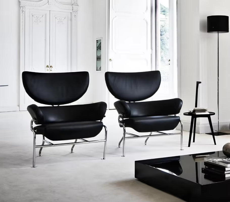 Contemporary Velvet Leather Upholstered Armchair with Stainless Steel Legs for Living Room and Bedroom