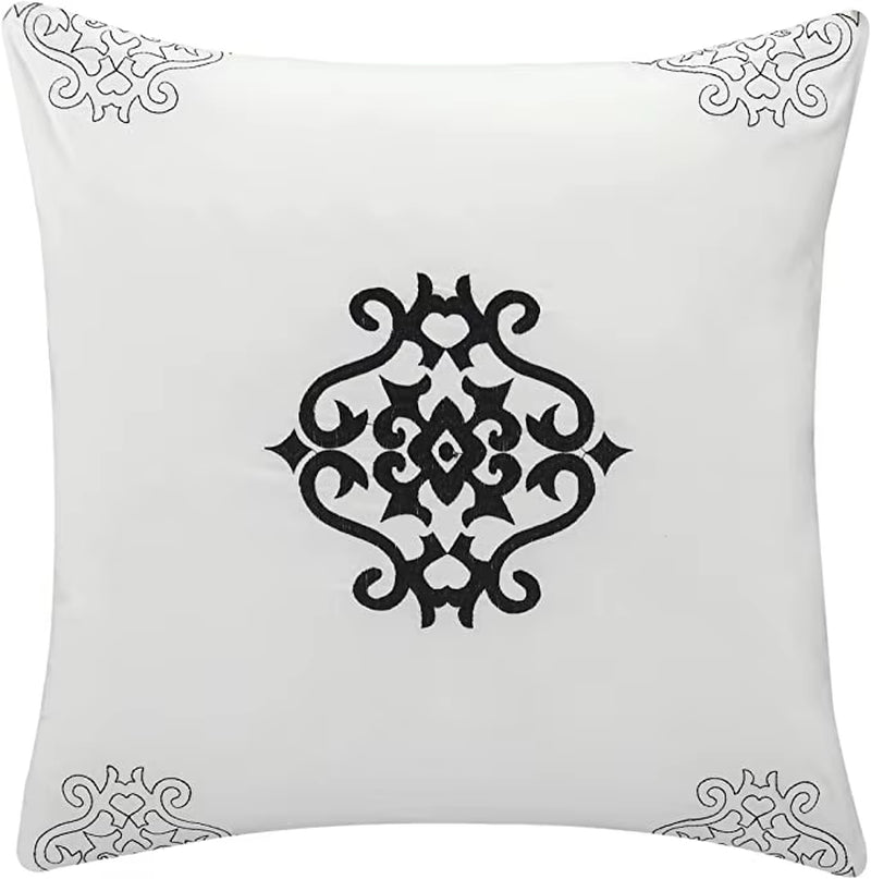 Chic Home Comforter Set Floral Pinch Pleated Ruffled Designer Embellished Bed Skirt, King, White