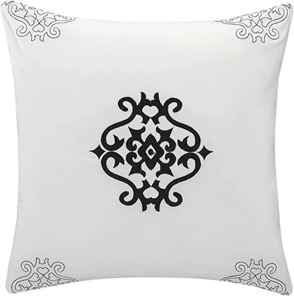 Chic Home Comforter Set Floral Pinch Pleated Ruffled Designer Embellished Bed Skirt, King, White