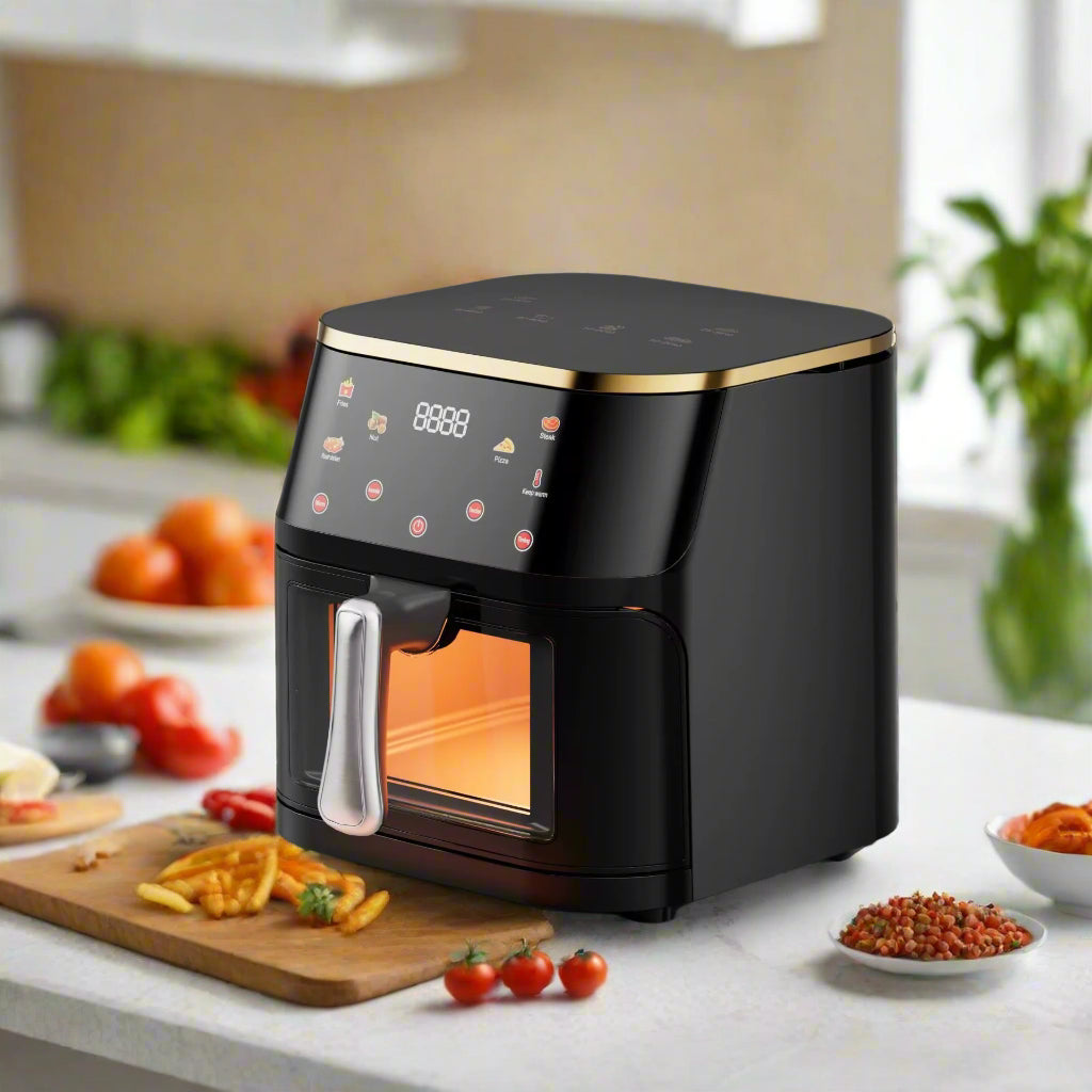 8L Silver Crest Air Fryer 8 Liter Deep Stainless Steel Square Steam Oven with Digital Control Air Fryer Oven for Household Use