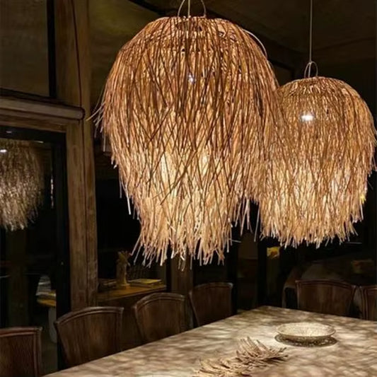 Ceiling Bamboo 2023 Outdoor Rattan Decoration Handmade Garden Restaurant Living Room Hotel Pendant Lamp