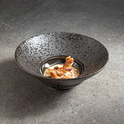 2025 Matte Black Porcelain Assiettes Dinnerware Japanese Speckle Plates Set Dishes for Restaurant Hotel Bowl Ceramic Tableware