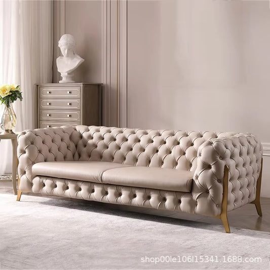 European Style Simple Design Bubble Sofa Set Living Room Button Sofa Velvet Sectional Sofa