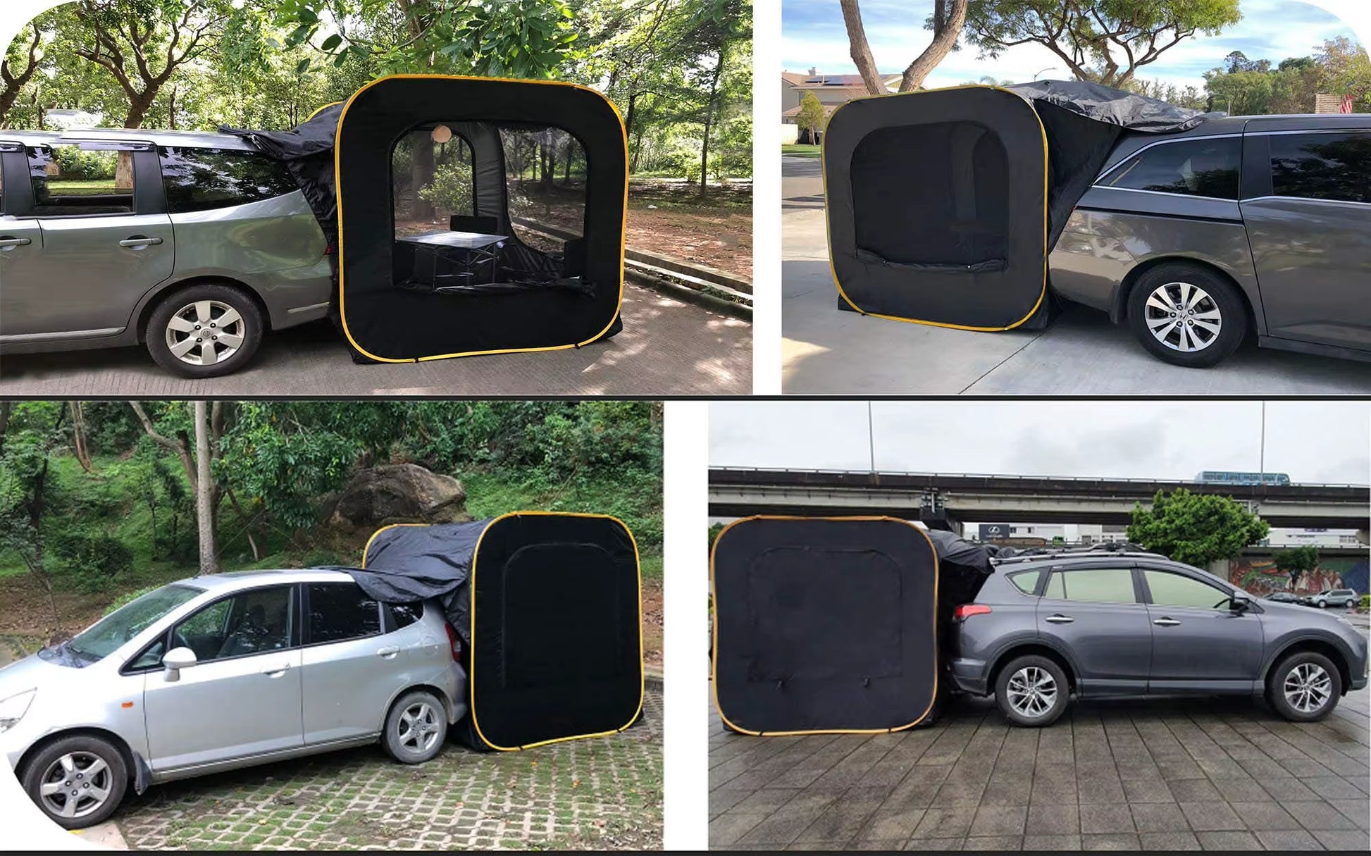 car tent pop up Black Waterproof Pop-Up SUV Tailgate Tent – All-Season Car Rear Cabin – House of Artisano